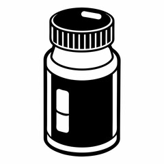 Fototapeta premium a black and white illustration of a medicine bottle, a sleek and simple design with a black cap and a black label vector illustration