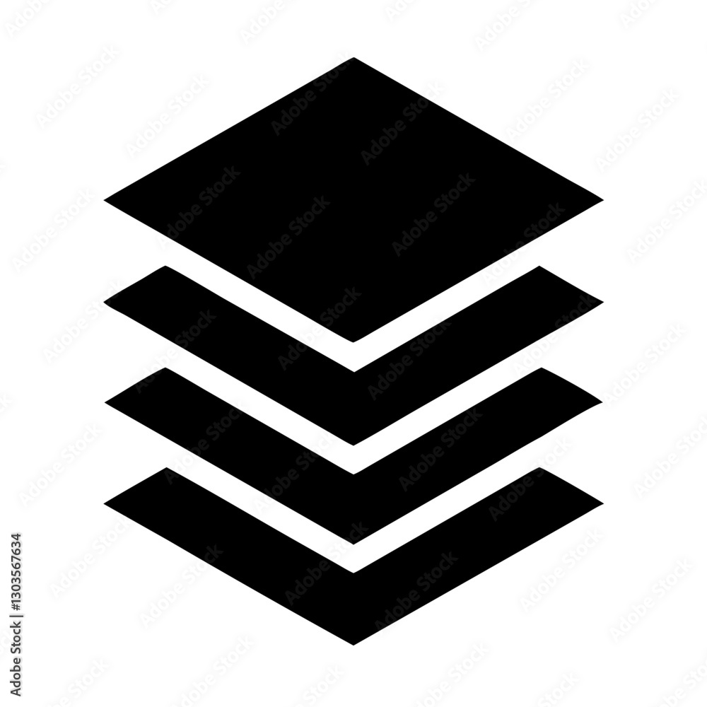 Poster a stack of geometric shapes, symbolizing layers and design elements. it features a minimalistic, cle