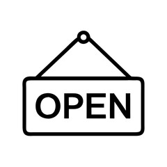 an open sign hanging with the word "OPEN" in the middle  vector illustration