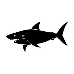 Fototapeta premium a silhouette of a shark, The shark has a streamline body, sharp teeth, and distinctive fins. vector illustration