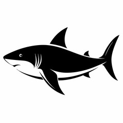 Obraz premium a sleek illustration of a shark in monochrome, with a focus on its powerful body, fins, and sharp teeth vector illustration
