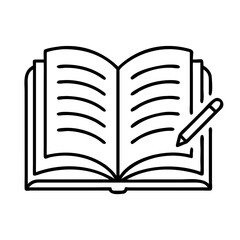 an open book with a pencil, suggesting education, knowledge, and writing vector illustration