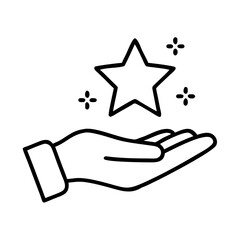 a hand delicately holding a glowing star, representing concepts such as achievement or aspiration vector icon illustration