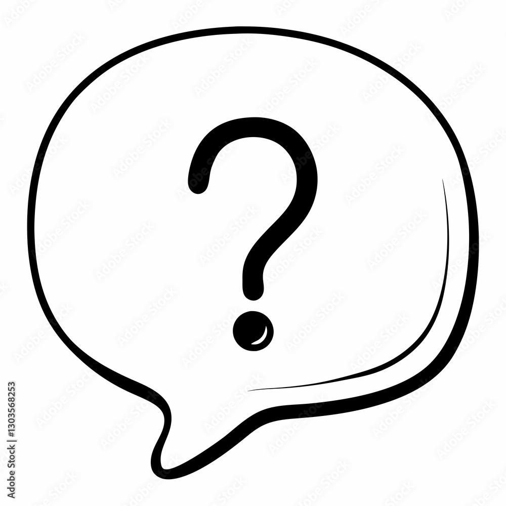Poster a question mark symbol inside a speech bubble, offering a visual representation of inquiry and uncer