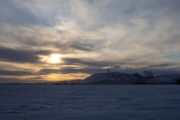 Winter landscape in the very north of Sweden, Kiruna, Lapland