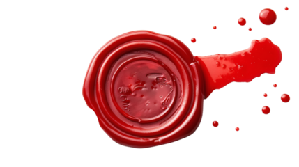 Red wax seal isolated on white