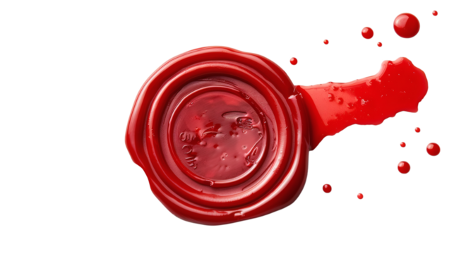 Red wax seal isolated on white