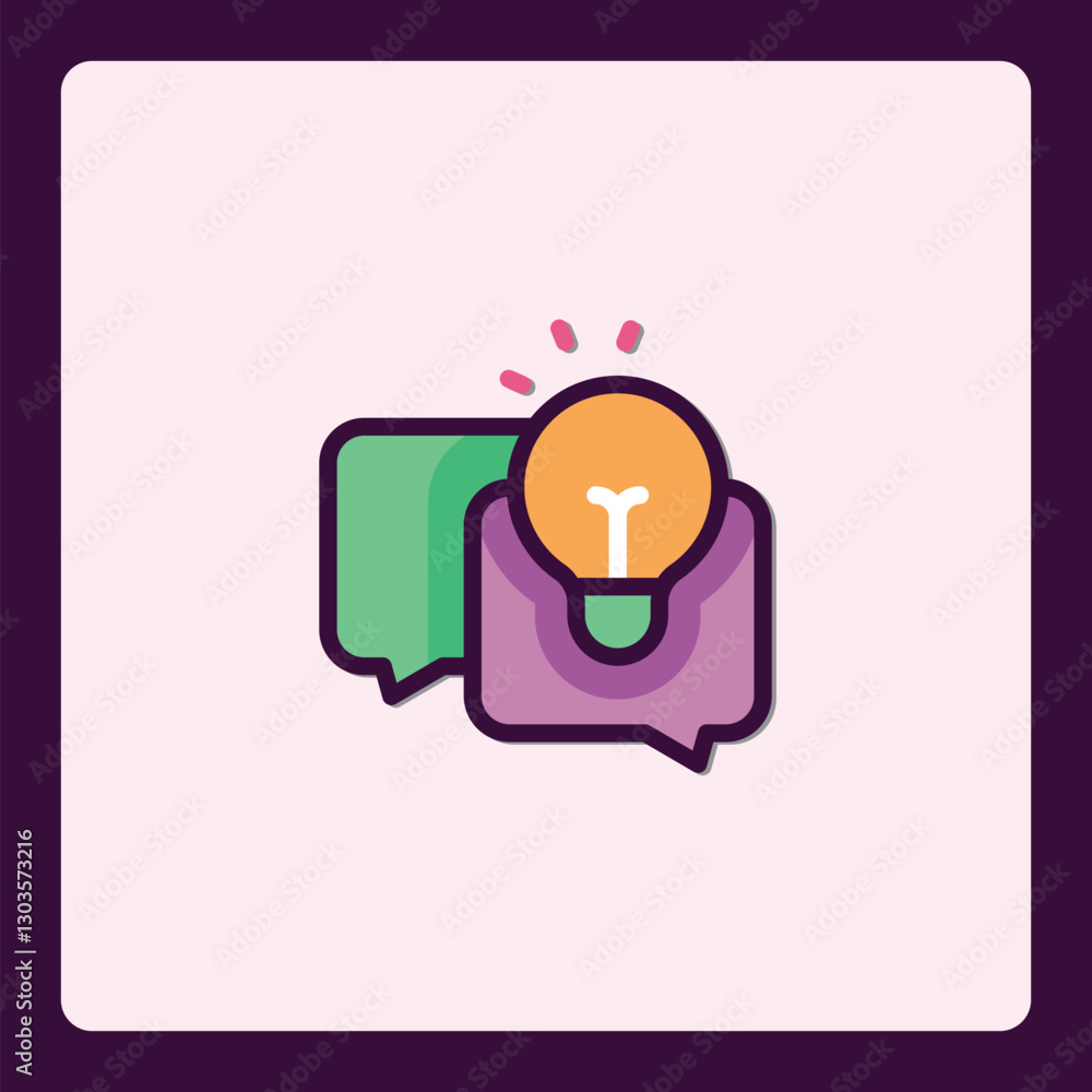Poster creative dialogue: conceptual icon representing communication and idea generation