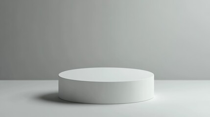 This is a modern, minimalist abstract design table. It features a clean and unique round top that stands on a square base. The white color scheme adds to its contemporary look.