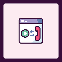 Configuration calls interface within a graphical user interface icon illustration