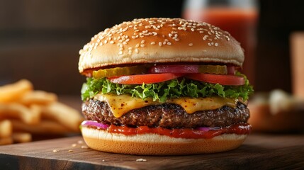 Juicy gourmet burger. Premium food concept