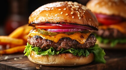 Juicy gourmet burger. Premium food concept