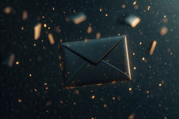 Glowing blue envelopes drift through a dark digital space, showcasing modern email marketing concepts and newsletter ideas, email, message letter