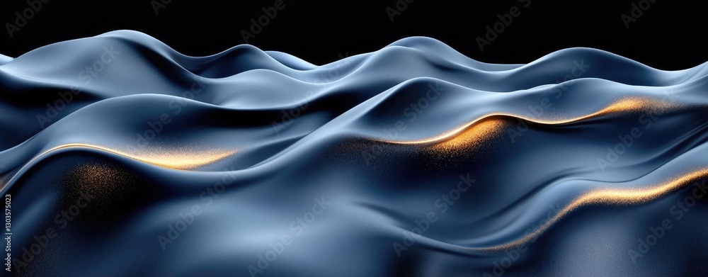 Poster abstract representation of flowing waves with subtle highlights against a dark background