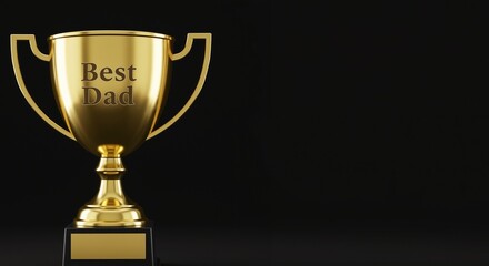 Best Dad Trophy Shining Brightly Celebrating Fatherhood on a Simple Black Background
