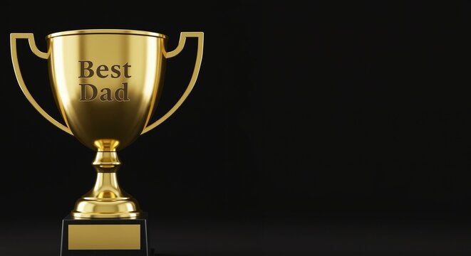 Best Dad Trophy Shining Brightly Celebrating Fatherhood on a Simple Black Background