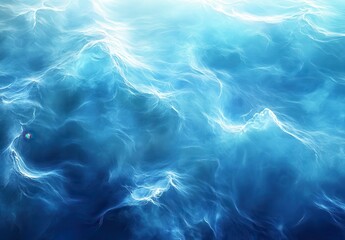 Tranquil Blue Water Surface with Gentle Waves and Ethereal Light Effects Creating a Serene and Calming Atmosphere in Nature