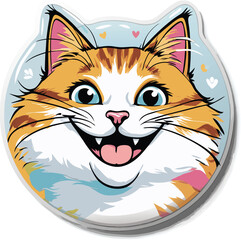 Cat Happy Sticker Vector 