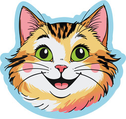Cat Happy Sticker Vector 