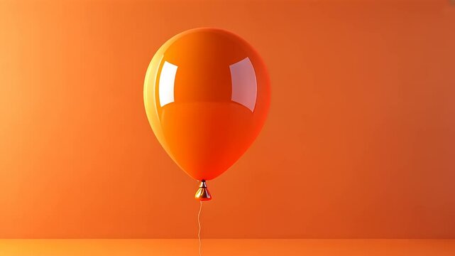 A vibrant orange balloon against a matching background, evoking a playful atmosphere.