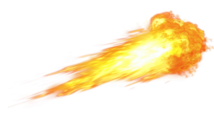 Red-yellow hot burning fireball flame isolated on white