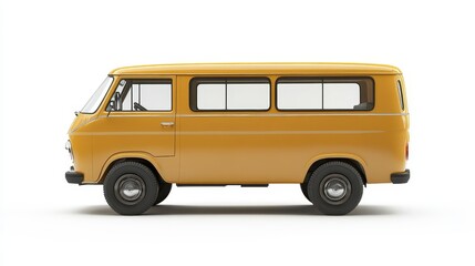 Vintage Yellow Mini Van, Side View, Car ,Vehicle