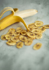 fresh bananas and banana chips