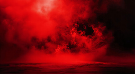 Obraz premium Abstract dark red background with black shadows, grunge texture, and a creepy, smudged, grainy effect. A haunting and eerie design perfect for horror, thriller, and mysterious themes