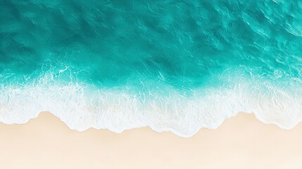 Obraz premium A bird's eye view of a beach with a wave crashing on a surfboard in the water
