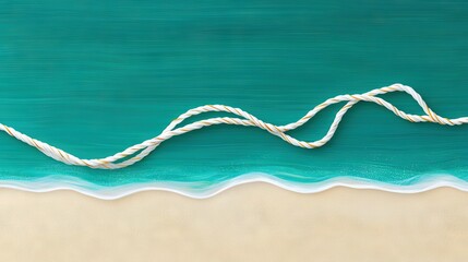 Obraz premium A wave painting on a beach with a boat, rope