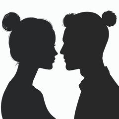 cameo  Female and Male faces silhouettes in vintage cameo style