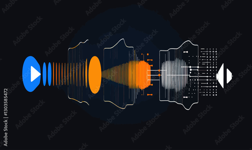 Poster ai-generated video sound waveform in minimalist vector style concept