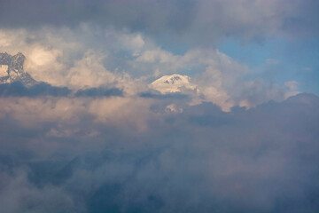 sunset over the mountains, Nepal Himalaya
