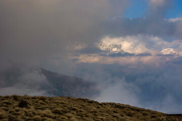 sunset over the mountains, Nepal Himalaya