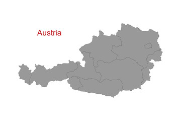Austria map. Map of Austria in grey color