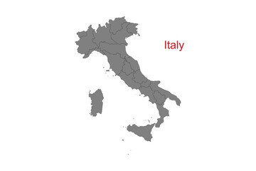 Italy map. Map of Italy in grey color