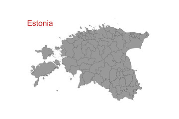 Estonia map. Map of Estonia in grey color