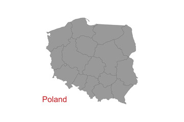 Poland map. Map of Poland in grey color