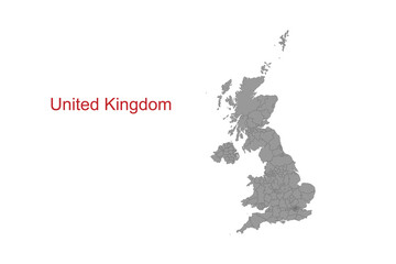 United Kingdom map. Map of United Kingdom in grey color