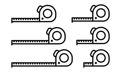 Measuring tape icon set. Measure tape vector illustrations. Black line measurement tape sign.