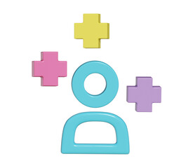 User profile sign icon front side 3D rendering.