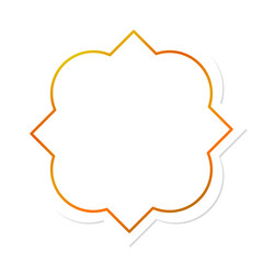 White geometric border with golden frame, empty, for your text. Alone, isolated on white. Vector illustration. Label, sticker, paper, banner.