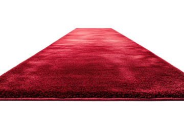 A vibrant red carpet stretches elegantly, inviting guests to a glamorous event in a serene setting isolated on transparent background