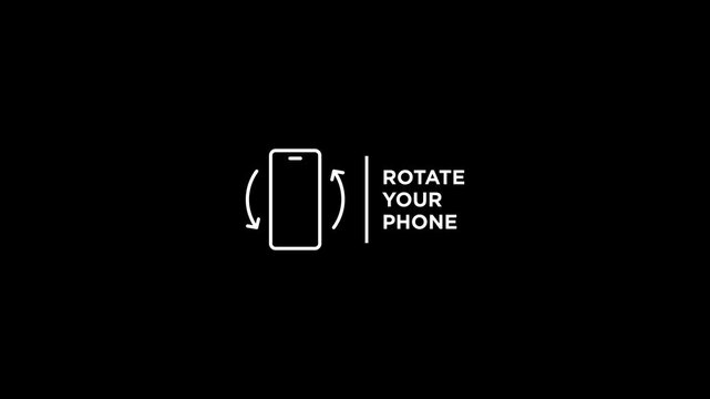 Rotate Your Phone. Rotate Your Device from Vertical to Horizontal. Outline Icon Animation on Black Background motion graphic