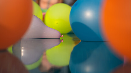 Globos en la piscina - Foto de stock