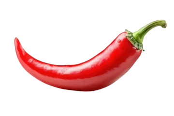 Vibrant red chili pepper showcasing its glossy surface against a minimalistic backdrop isolated on transparent background