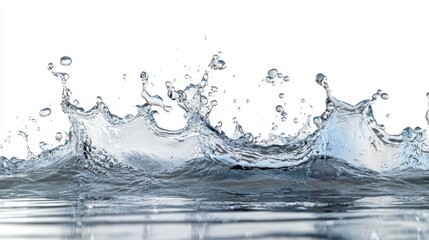 Dynamic water splash in stunning detail on a white backdrop, showcasing the power and beauty of liquid motion.
