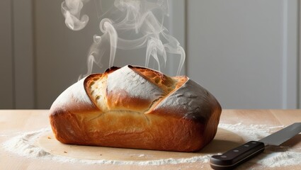 A loaf of fresh fragrant bread.