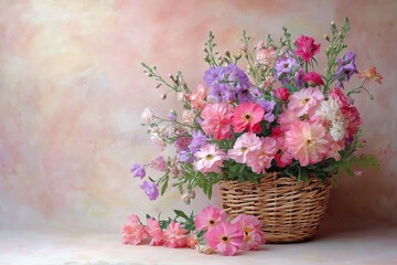 Charming basket of beautiful flowers floral theme