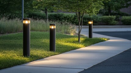 Pathway Lighting Modern Bollard Lights Along Walkway, landscape, outdoor lights